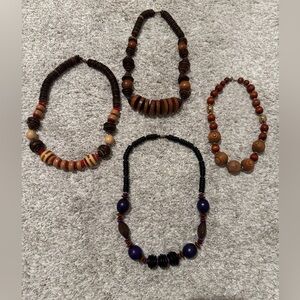 Set of 4 wooden beaded necklaces